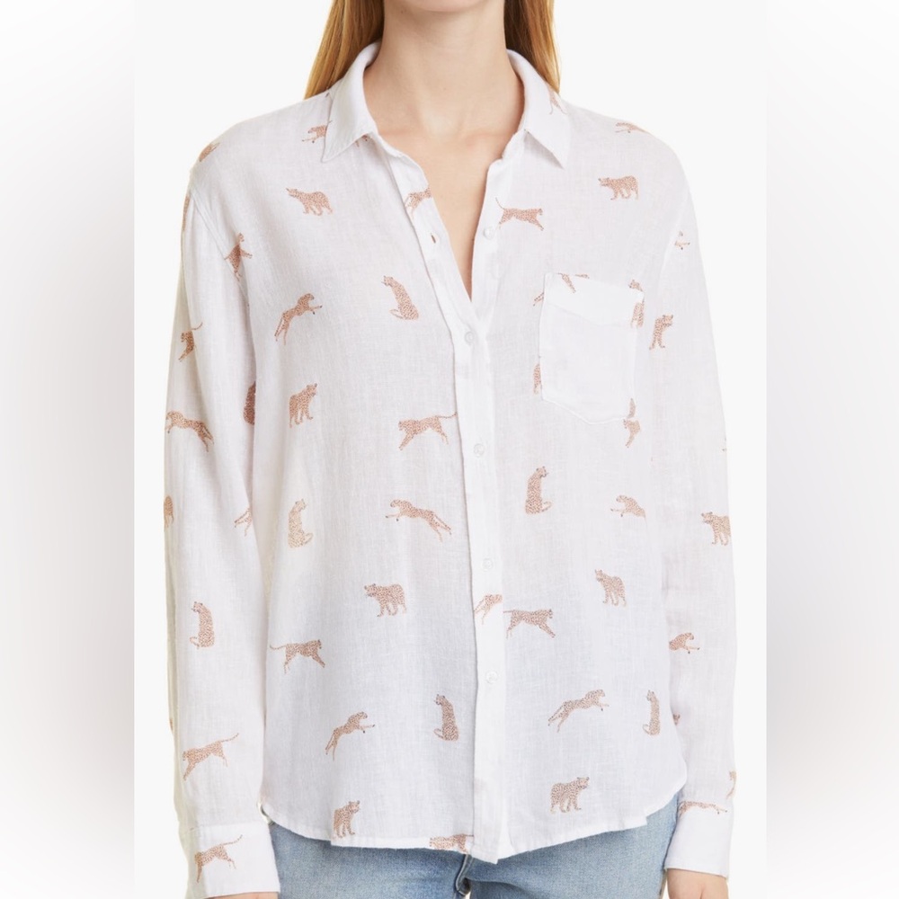 Rails Charli Cheetah Print Linen Blend Blouse